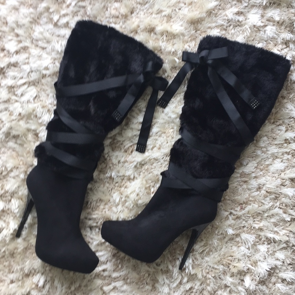 Boots Nina Henriq stiletto Black winter boots size 7 NIB